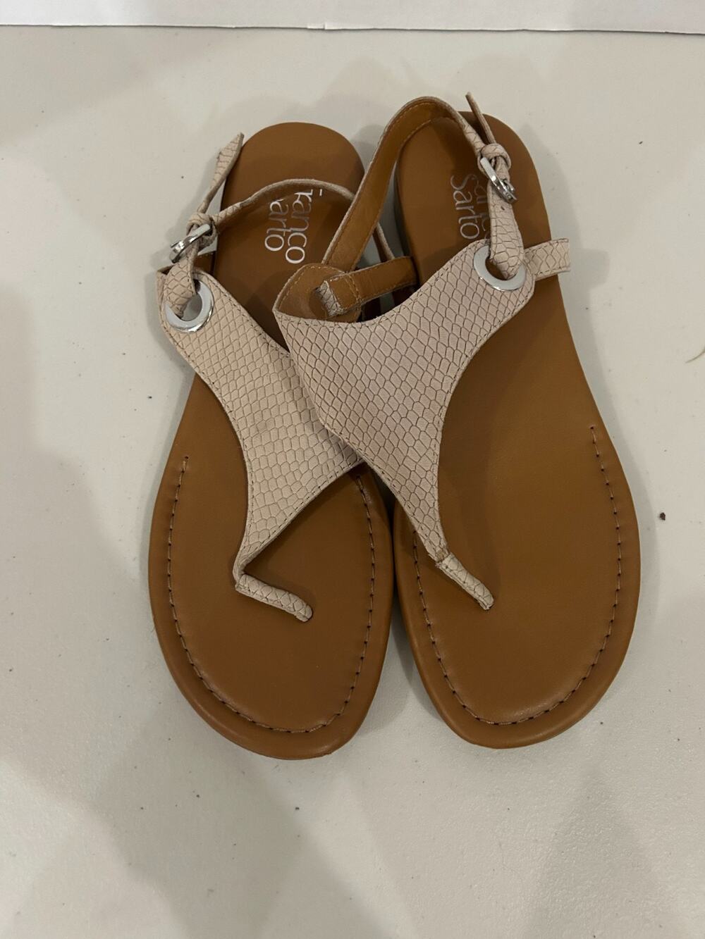 Franco Sarto Gretchen Sandals Womens 8.5 Tan Suede Strappy Boho Flat